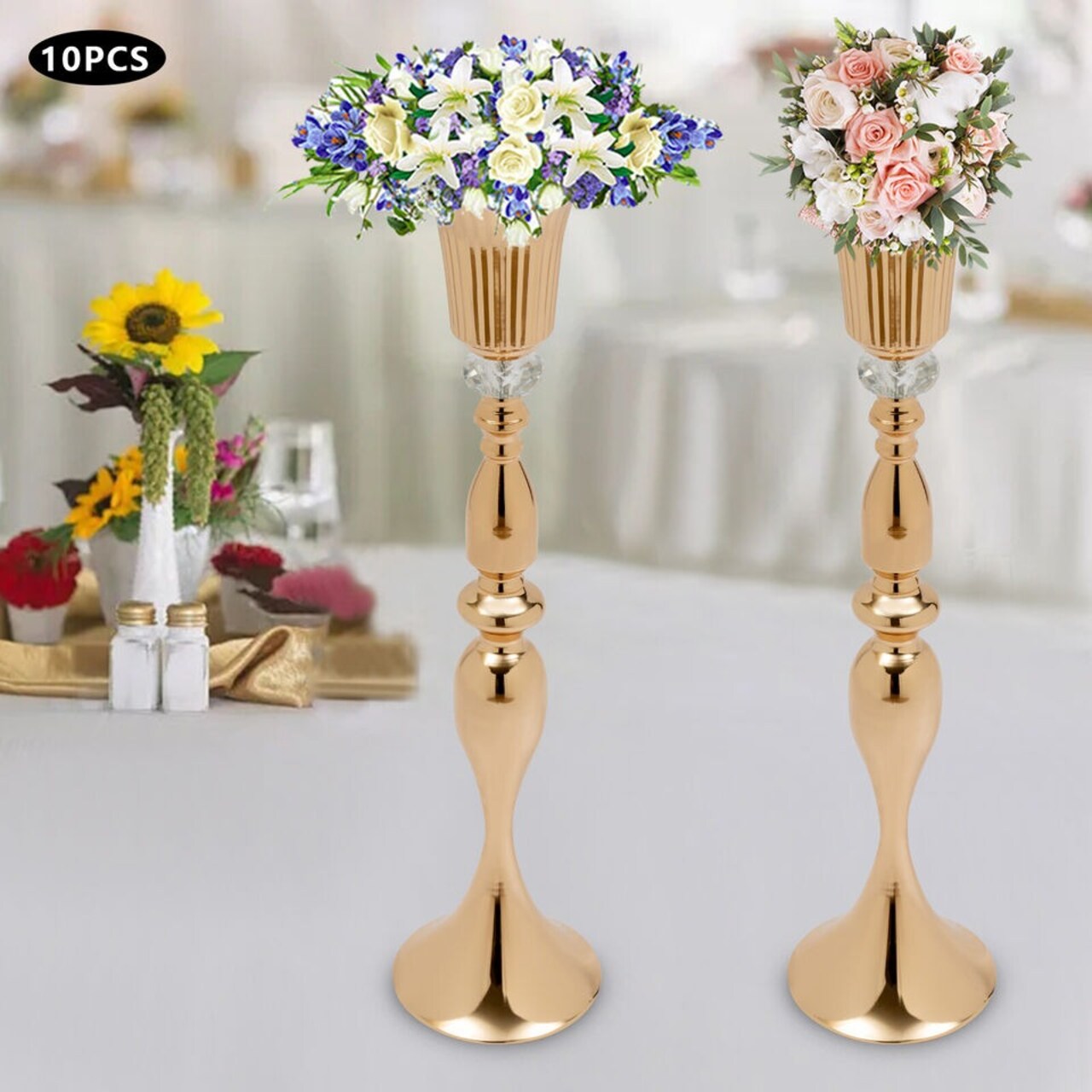 10 Pcs Metal Tall Vase Trumpet Vases Wedding Centerpieces for Party Decoration